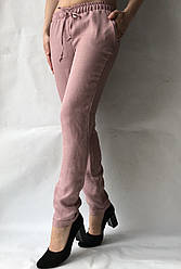 Літні штани з льону-котону No14 БАТАЛ рожевий