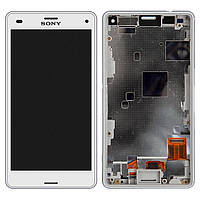 Дисплей для Sony Xperia Z3 Compact (Mini) D5803, D5833, модуль (экран и сенсор), с рамкой, оригинал Белый