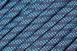 Шнур щільний плоский чехол 7мм синій+бірюзавий моток 100м