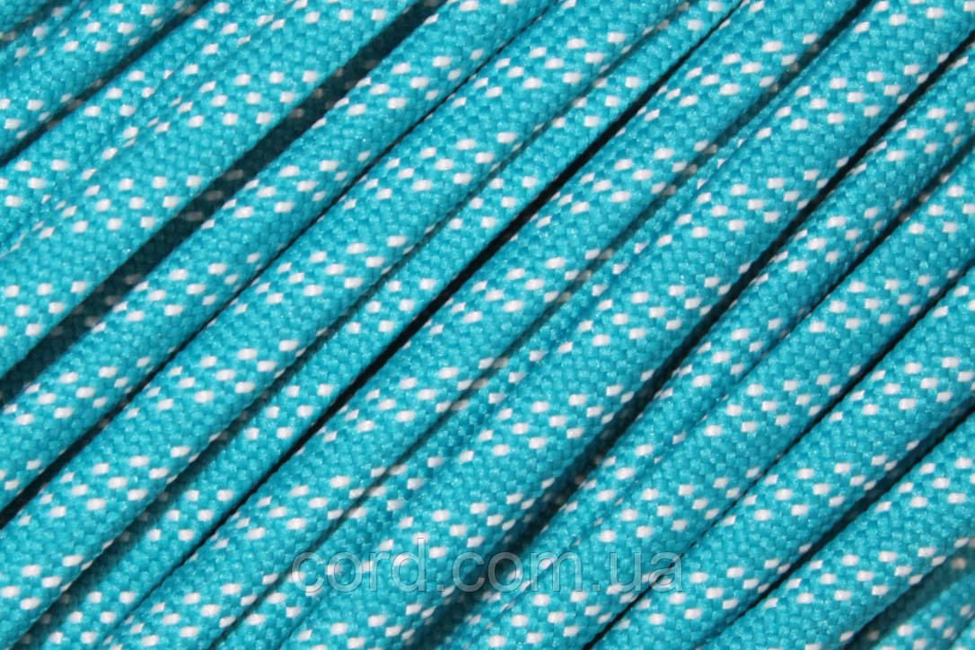 Шнур щільний плоский чехол 7мм морська волна+білий моток 100м, фото 1