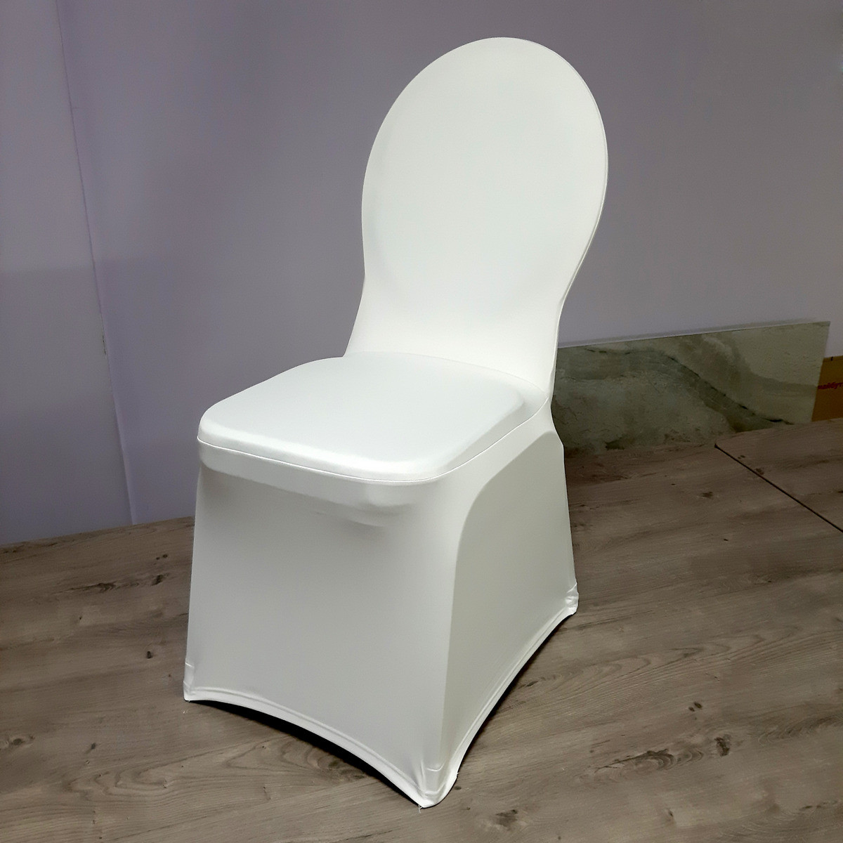 Стрейч Чохол на Круглий стілець з Цупкої тканини Спандекс Білий
