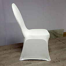 Стрейч Чохол на Круглий стілець з Цупкої тканини Спандекс Білий, фото 5