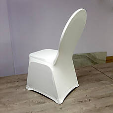 Стрейч Чохол на Круглий стілець з Цупкої тканини Спандекс Білий, фото 4