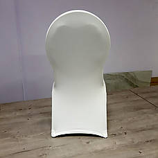 Стрейч Чохол на Круглий стілець з Цупкої тканини Спандекс Білий, фото 3