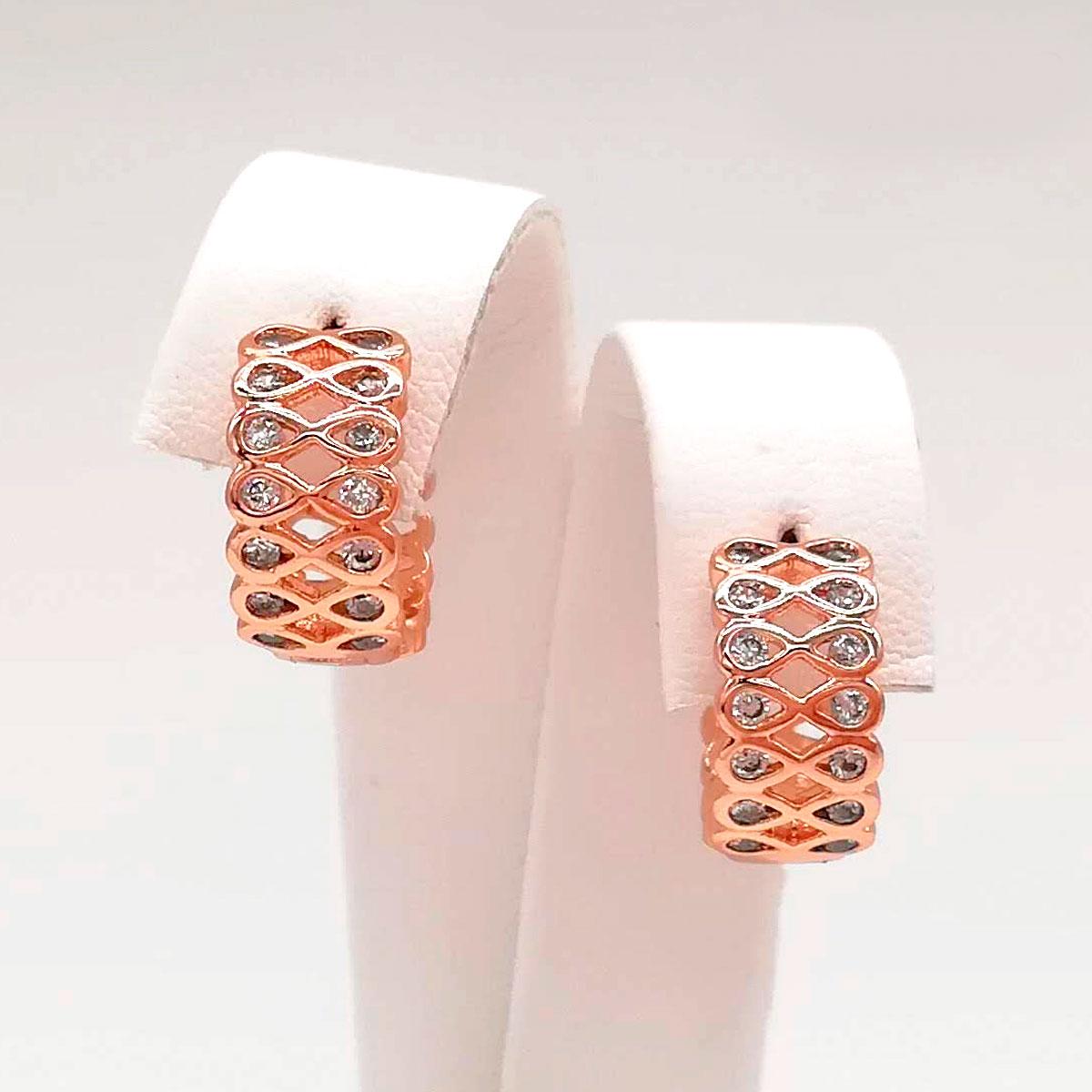 Сережки Xuping з медичного золота, білі фіаніти, позолота PO, 24695