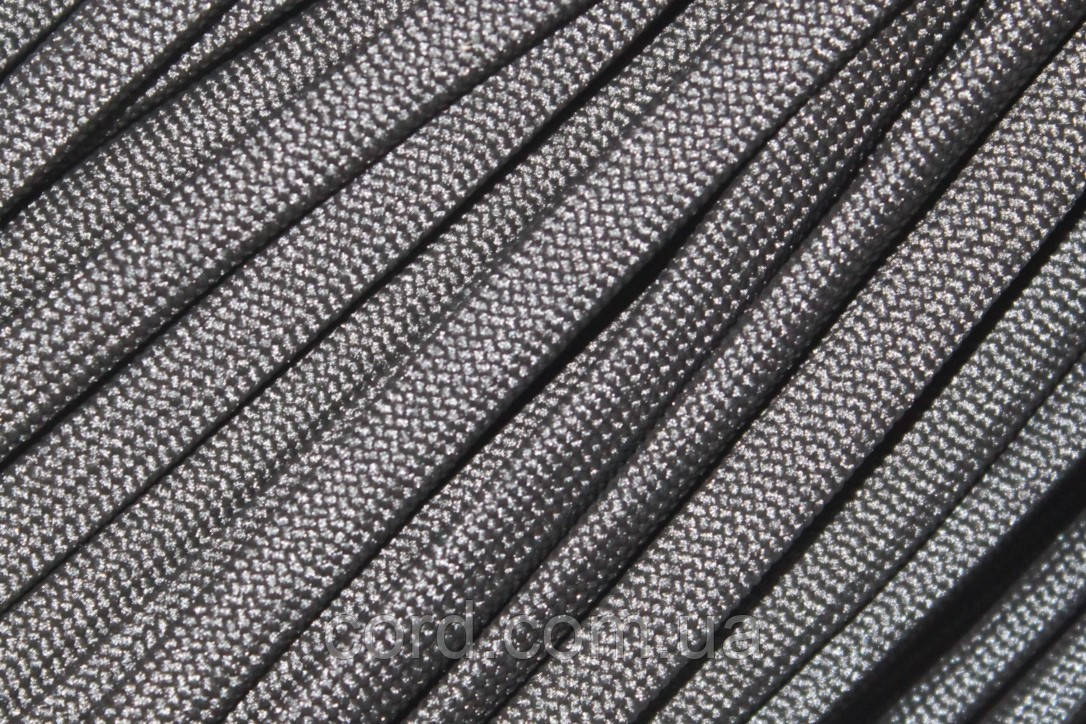 Шнур щільний плоский чехол 7мм чорний моток 100м, фото 1