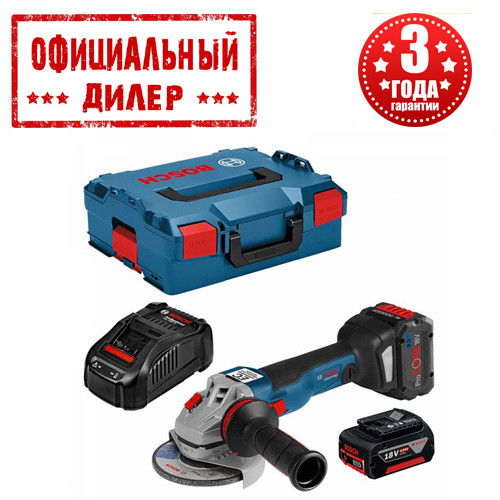 Акумуляторна кутова шліфмашина Bosch GWS 18 V-10 C (L-Boxx) (18В, 2х5.0Ач)