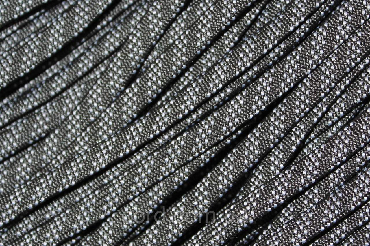 Шнур щільний плоский чехол 7мм чорний+світло-сірий моток 100м, фото 1