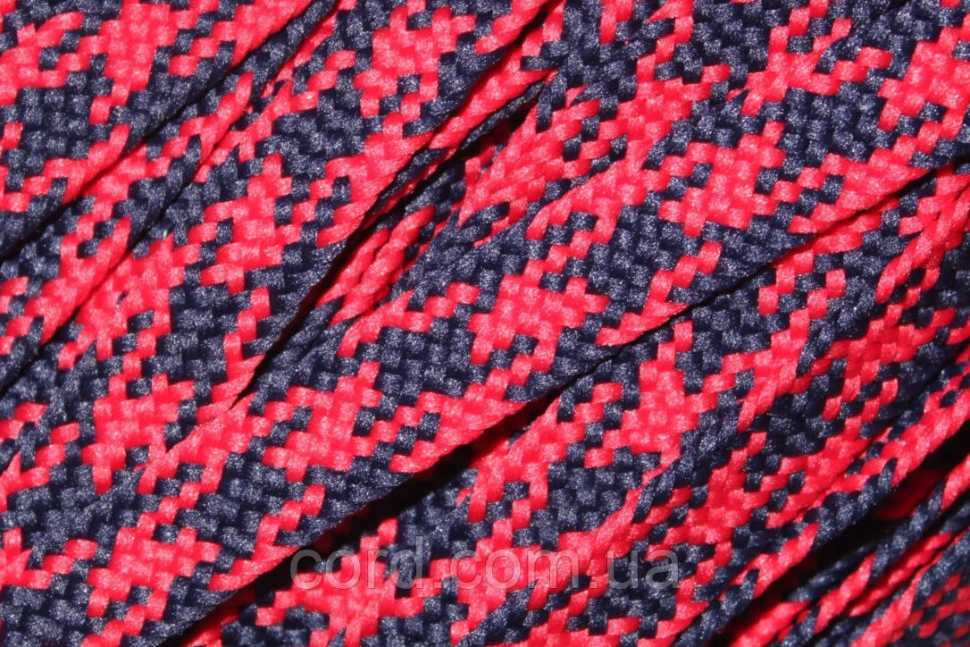 Тесьма(стрічка) шнур плоский поліестер 12мм синій+червоний моток 100м, фото 1