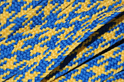 Тесьма(стрічка) шнур плоский поліестер 12мм жовтий+волошка моток 100м