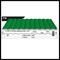 Профнастил Т 10 RAL 6005 — PE 0,45 мм | Blachy Pruszynski