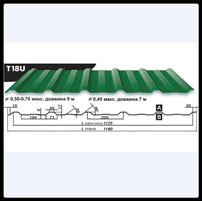 Профнастил Т-18U RAL 5010 синій глянець, Blachy Pruszynski 0.5 мм