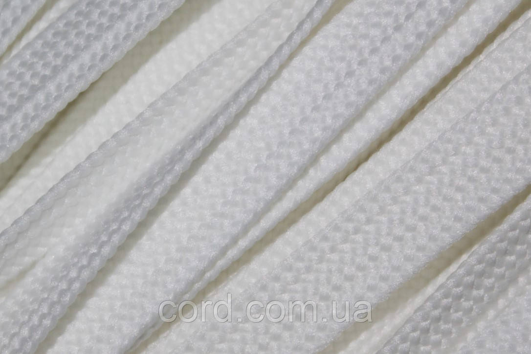 Тесьма(стрічка) шнур плоский поліестер 12мм білий моток 100м, фото 1