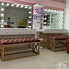 Гримерный стіл для візажиста з високим дзеркалом на металевих ногах, гримерна станція, колір - білий, фото 6