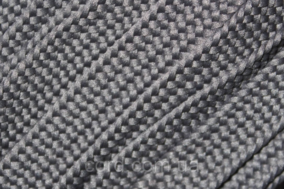 Тесьма(стрічка) шнур плоский поліестер 12мм темно-сірий моток 100м, фото 1