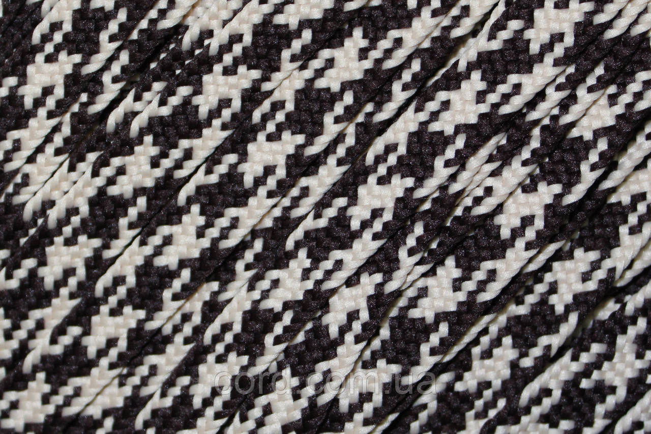 Тесьма(стрічка) шнур плоский поліестер 12мм темно-коричневий+бежевий моток 100м, фото 1