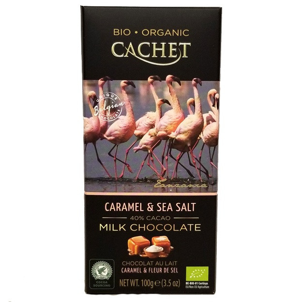Шоколад молочний Cachet Bio (Кашет Біо) 40 % какао з карамеллю і сіллю 100 г Бельгія, фото 1