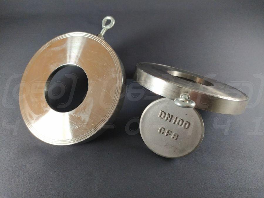 Клапан зворотний міжфланцевий нержавіючий DN100 (4") поворотний, н/ж сталь AISI304 (CF8), Ру16 (PN16), до 300°C, фото 1