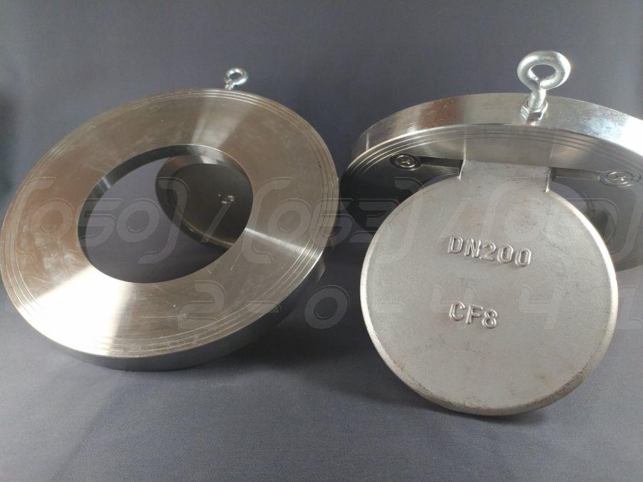 Клапан зворотний міжфланцевий нержавіючий DN200 (8") поворотний, н/ж сталь AISI304 (CF8), Ру16, до 300°C