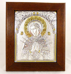 Ікона срібна Семістрельна в дерев'яній рамці 20х24 см