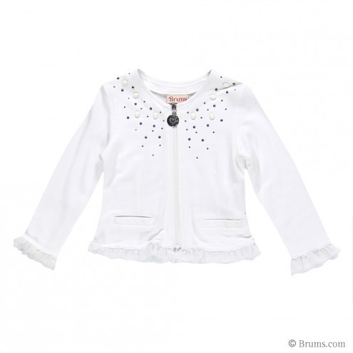Модна дитяча кофта для дівчинки прикрашена стразами 0-2 BRUMS Італія Білий, фото 1