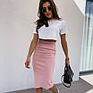 Стильний літній костюм топ футболкою та спідниця нижче колін, фото 2