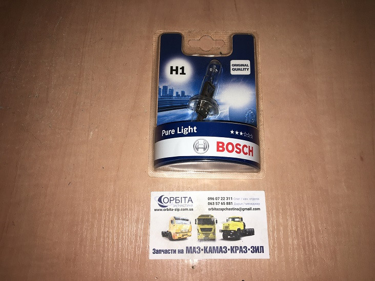 1 987 301 005 Лампа розжарювання H1 12 V 55 W P14,5s PURE LIGHT (пр-во Bosch) (448), фото 1