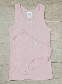 Комплект білизни рожевий однотонний для дівчинки "майка+трусики"/  1-2/ 86-92