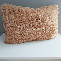 Чехол для подушки травка 50х70 см. | Декоративные пушистые наволочки для интерьера, цвет бежевый