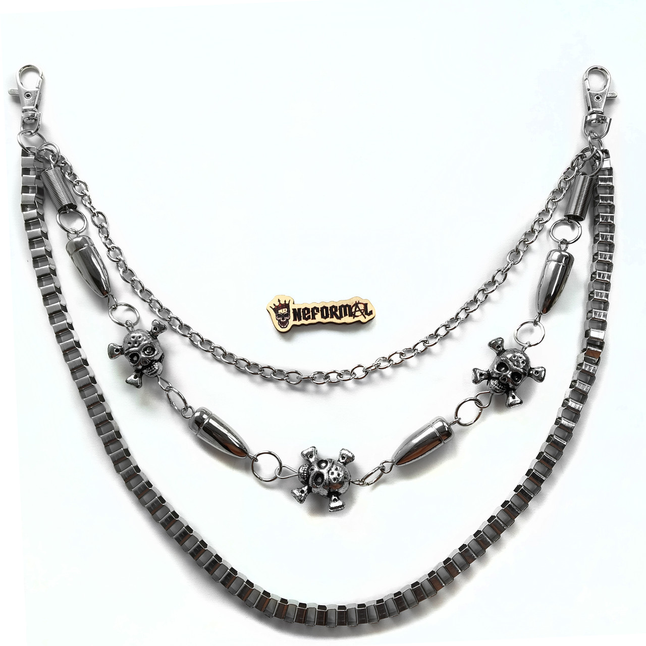 Цепь на Джинсы Тройная с Черепами и Пулями 45 См. (N0014) — Купить ...