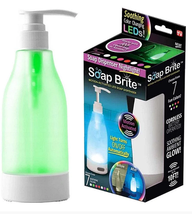 Дозатор для рідкого мила з підсвіткою Soap Bright Nightlight Soap Dispenser 400 мл, фото 1