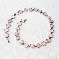 Серебряное ожерелье с натуральным перламутром розовое