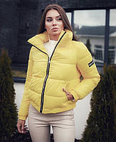 Женская короткая объемная осенняя весенняя куртка на силиконе 200 42 44 46 черная красная бежевая белая желтая
