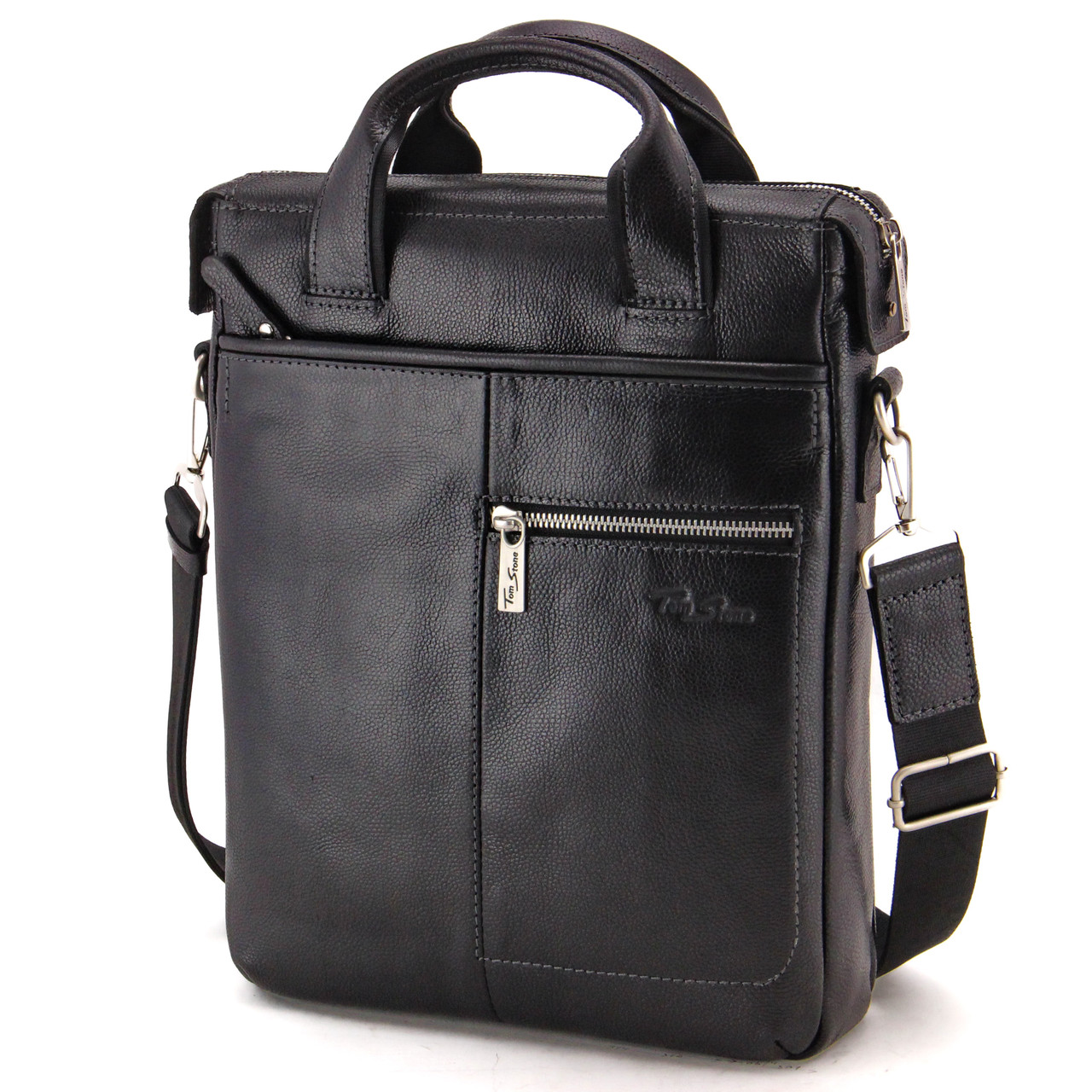 Сумка чоловіча шкіряна велика для документів А4 Tom Stone 306 B чорна
