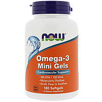 ОРИГИНАЛ!Рибий жир Now Foods Омега 3 для серцево-судинної системи 180 мінігелевих капсул із США