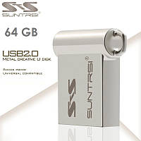 Suntrsi USB флешка мини накопитель 64GB брелок Mini Metal USB Stick Pen Drive High Speed Silver