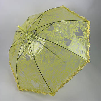 Дитяча парасолька-тростина Жовтий SL, Дитяча прозора парасолька, Дитяча Парасолька з Рюшами для Дівчаток