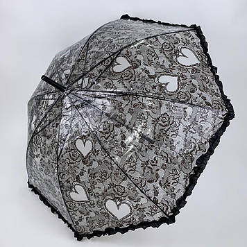 Дитяча парасолька-тростина Чорний SL, Дитяча прозора парасолька, Дитяча Парасолька з Рюшами для Дівчаток