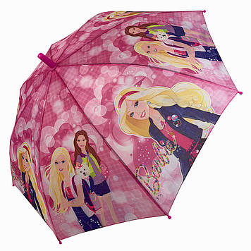 Дитяча парасолька барбі, Дитяча парасолька-тростина напівавтомат Рожевий Barbie, Парасолька для дівчинки
