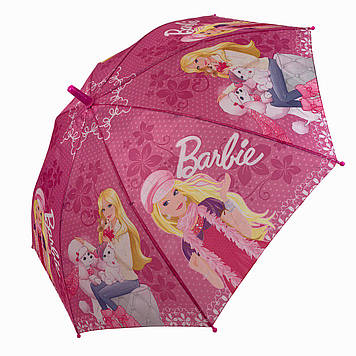 Дитяча парасолька-тростина напівавтомат Рожевий Barbie, Дитяча парасолька барбі, Парасолька для дівчинки