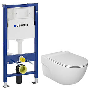 Підвісний унітаз Meridian Rimless із сидінням Slim Slow Closing+DUOFIX Basic монтажний елемент, фото 1