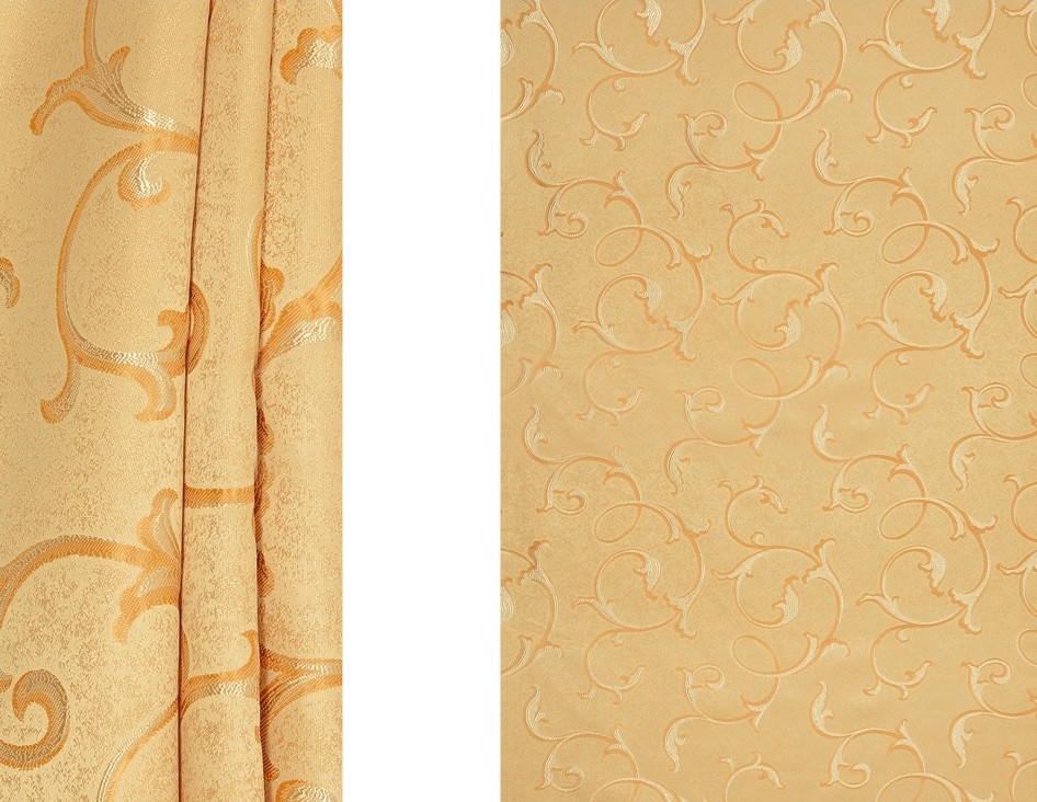 Портьерная ткань для штор Жаккард золотистого цвета с рисунком - фото 1 - id-p1016746297