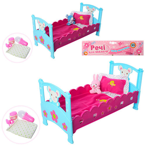 Лііжечко для пупса M 3836-07 з постііллю іі аксесуарами, фото 1