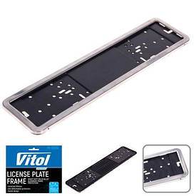 Рамка номерного знака під євро номера 1 шт. РН-50050. Рамка номерів неіржавка сталь