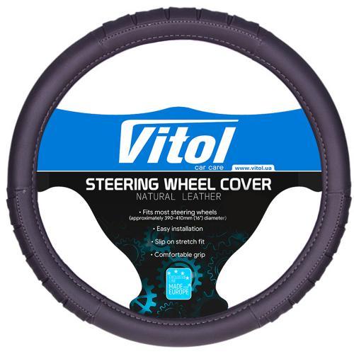 Чохол на кермо. Обплетення на кермо автомобіля чорна L (39-41 см) обплетення керма шкірозамінників, фото 1