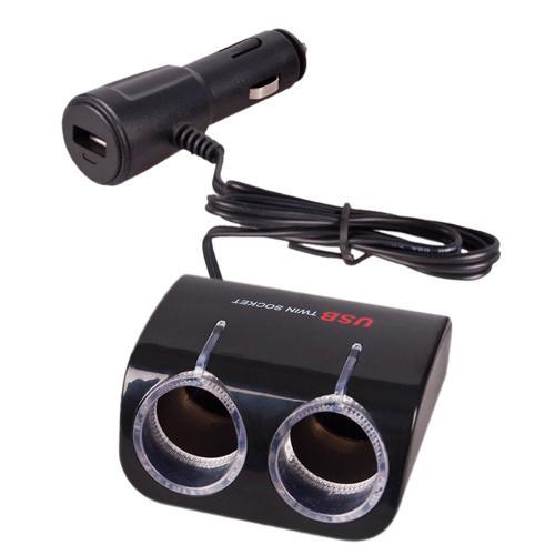 Розгалужувач прикурювача PULSO 2 виходи + 1 USB 1000 mA 12/24V SC-2070 (SC-2070)