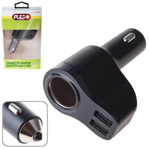 Розгалужувач прикурювача PULSO 1 вихід + 2 USB 2400 mA 12/24V SC-1528С (SC-1528C)
