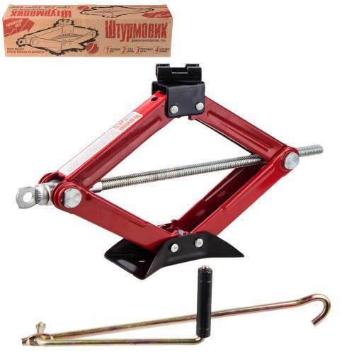 Домкрат автомобільний гвинтовий механічний ромбоподібний "Штурмовик" 2 т короб., 390 мм. 3,2кг, фото 1