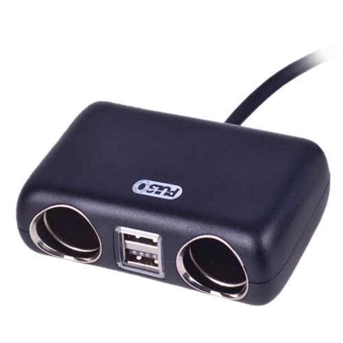 Розгалужувач прикурювача PULSO 2 виходи + 2 USB 2400 mA 12/24V SC-2004L дріт (SC-2004L)