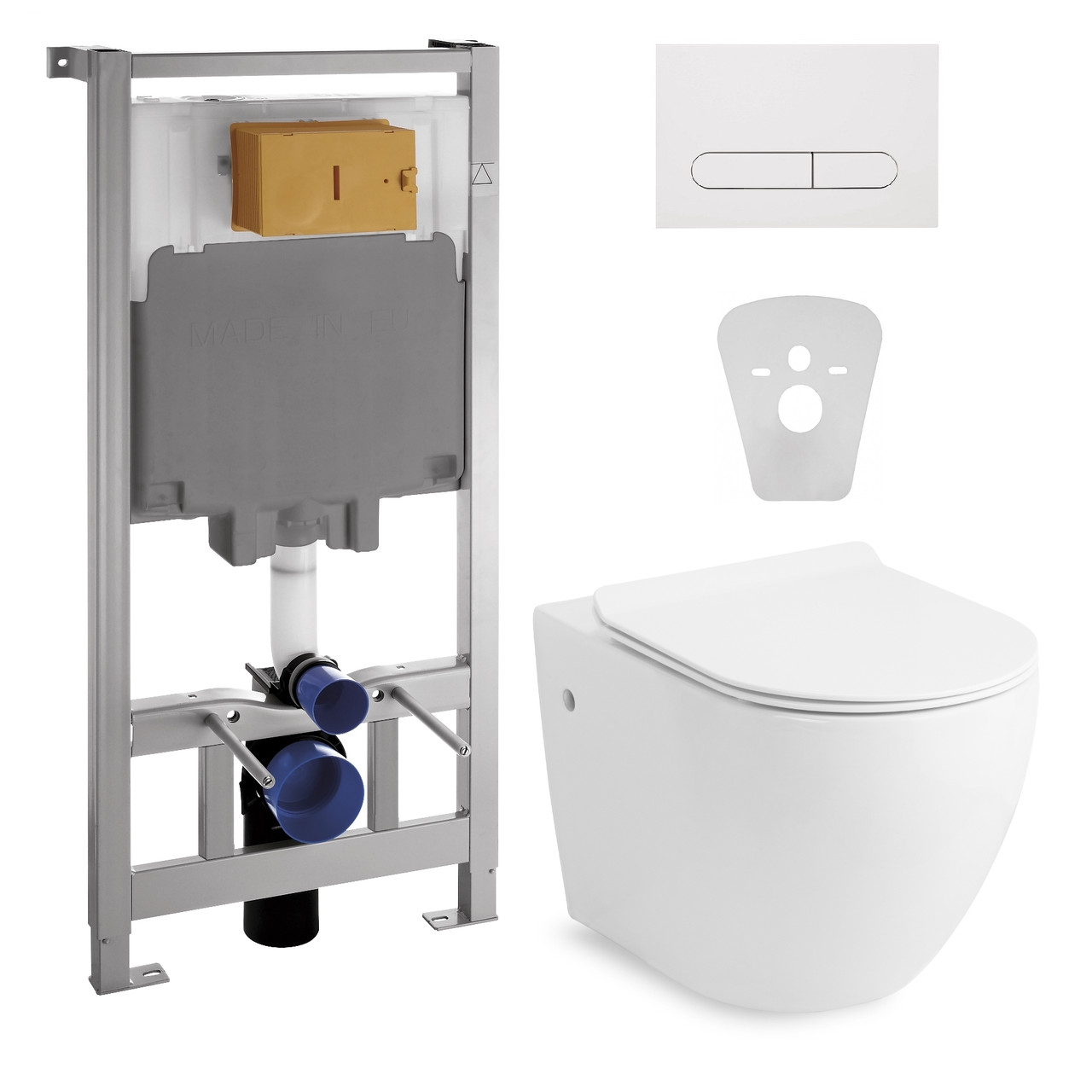 Підвісний унітаз Amadeus із сидінням + VOLLE MASTER комплект інсталяції 4 в 1, біла клавіша